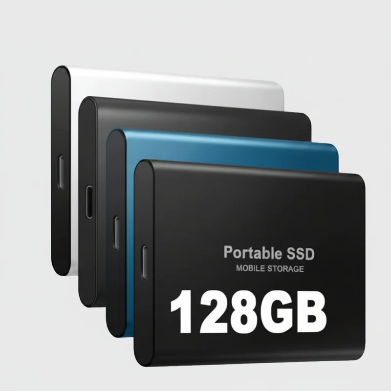 Portable SSD | External Hard Drive with 128GB Capacity & Fast Transfer Speeds | Compact Storage Solution for On-the-Go Black