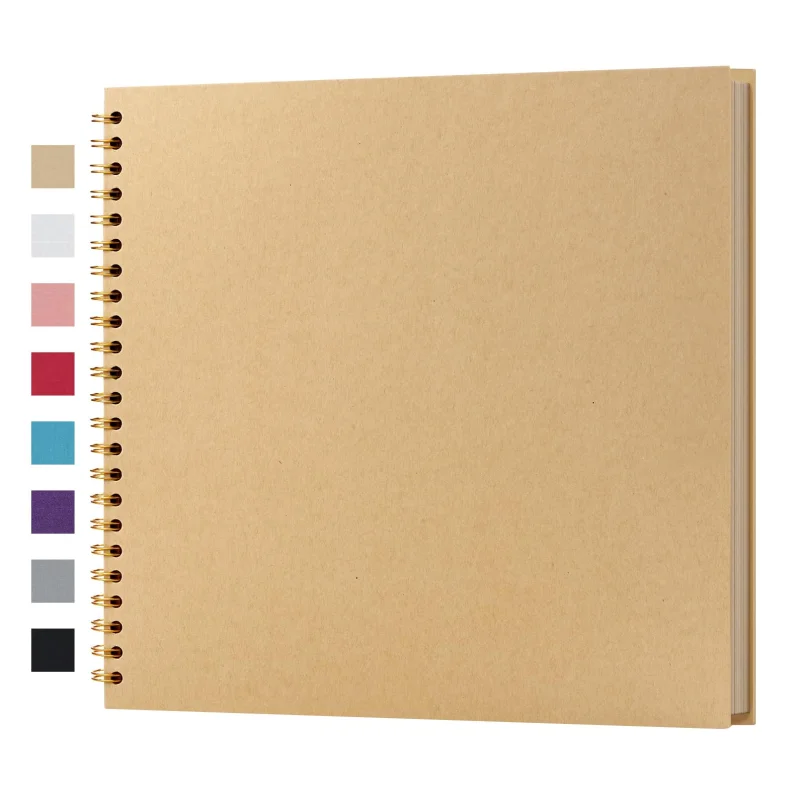 potricher 12 x 12 Inch DIY Scrapbook Album 40 Pages Hardcover Kraft Paper Scrap Book Photo Albums Memory Book for Wedding and Anniversary Family (Yellow, 12 Inch)