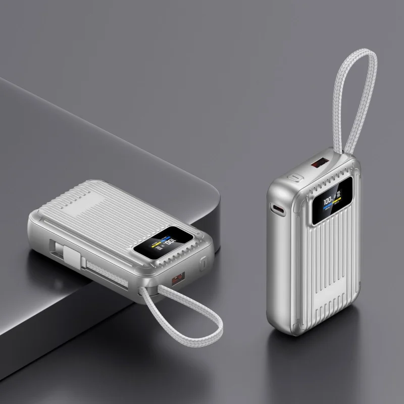 Power Bank | Compact Portable Charger with Intelligent LCD Display | Fast Charging for All Devices Gray