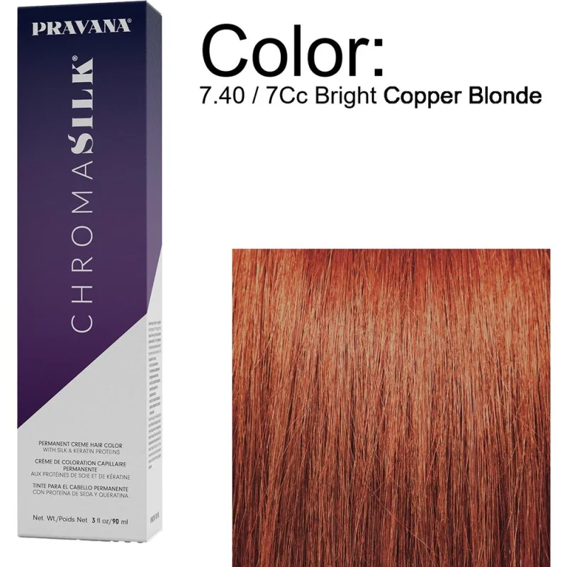 PRAVANA ChromaSilk Permanent Creme Hair Color - 7.40 / 7Cc Bright Copper Blonde / 3 oz.