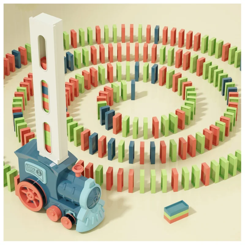 PREPHY Domino Train Toys Kids Games - Automatic Stacking Creative Game 3+ Year Old - Stem Montessori Toy for Boys 4-6 - Summer Autistic Christmas Birthday Gifts 5 6 Toddler Ages 4-8 180PCS