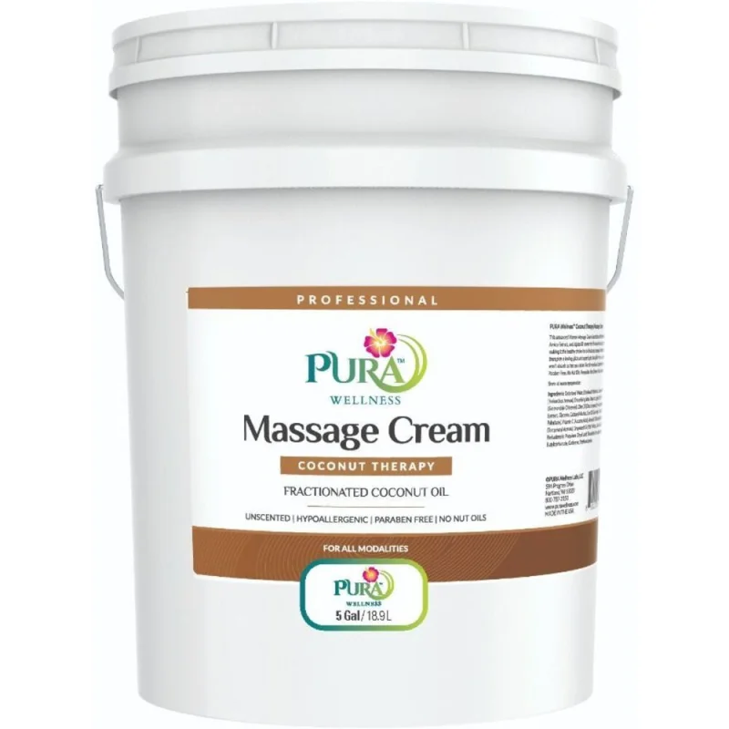 Pura 1ST Wellness Coconut Therapy Massage Cream - Fractionated Coconut Oil / 5 Gallons - 18.9 Liters by Pura 1ST Wellness