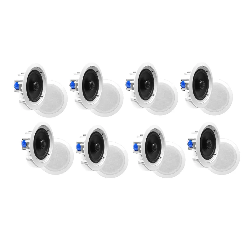 Pyle PDIC60T Home 6.5 Inch 250W 2 Way In Wall In Ceiling Stereo Speaker (8 Pack)
