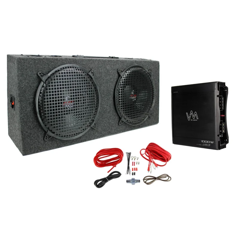Pyramid PP12 Dual 12" 300W Subs Car Subwoofers + 2 Channel Amplifier + Wiring