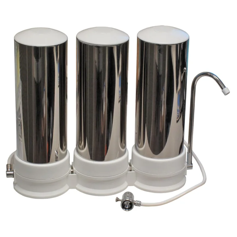QMP604 Stainless Steel Triple Countertop Water Filter System