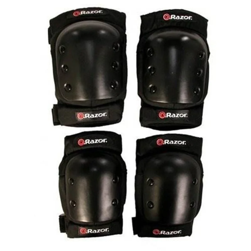 Razor Deluxe Youth Multi-Sport Elbow & Knee Pad Safety Pro Set, Black (2 Pack)