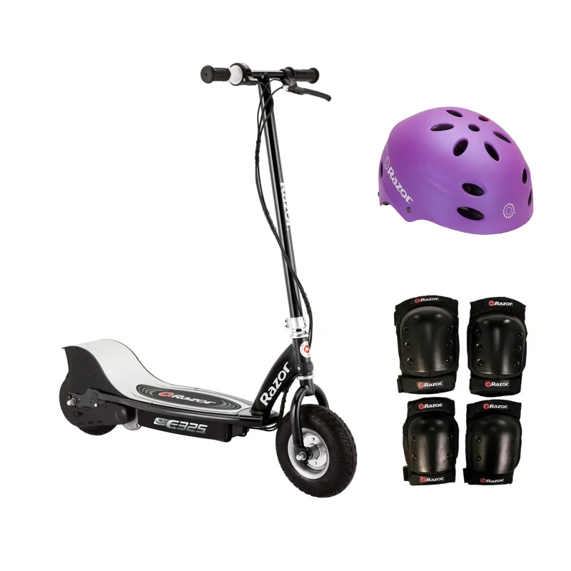 Razor E325 Electric Motorized Scooter, With Child Helmet, Elbow & Knee Pad Set