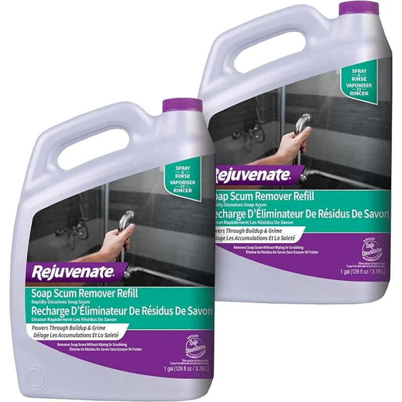 Rejuvenate Soap Scum Remover Refill Easily Dissolves Soap Scum Without Scrubbing, 1 Gallon, 2 Pack