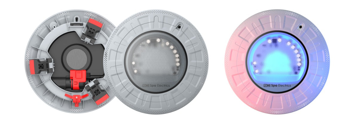 Spa Electrics Hayward Twist-Lock Retro R10 Series White 3K Warm White LED LIght Kit w/Grey Ring R10HL12R1GW3