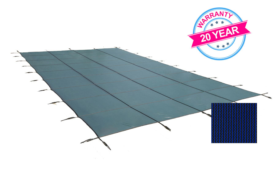 PoolTux 16' x 32' King99 Mesh Rectangle Safety Cover, Blue, 20 Yr. Warranty