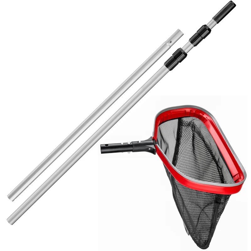 Rubber Edge Double Mesh Pool Net with 15 Feet Telescopic Pole