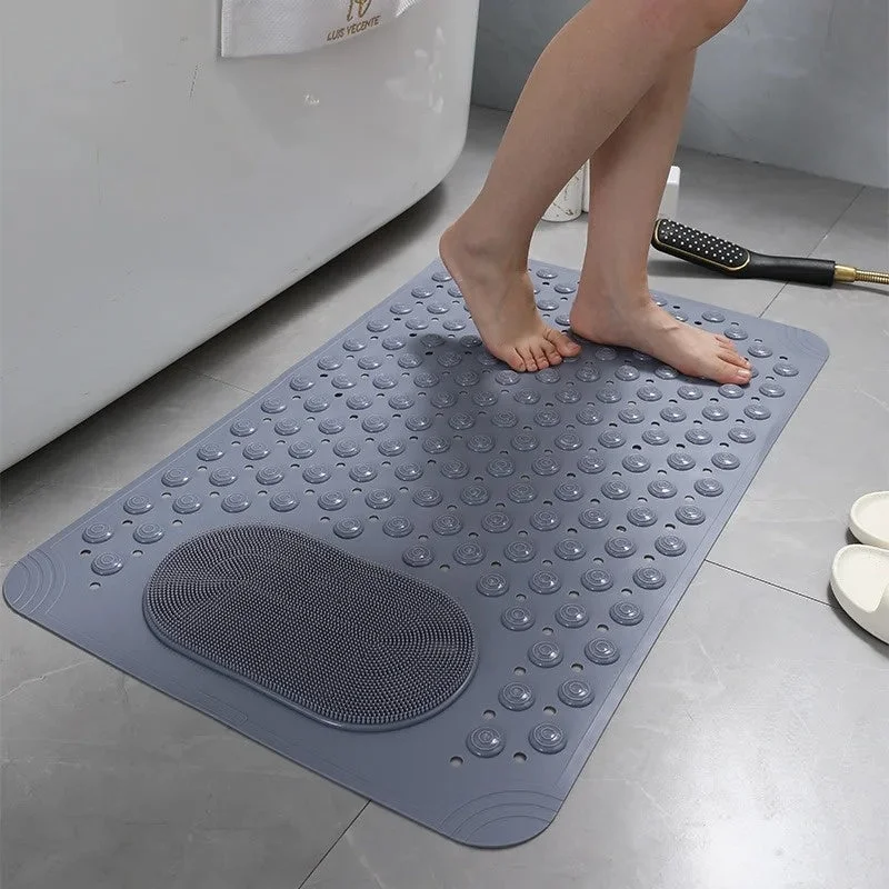 SafeGrip | Non-Slip Shower Mat with Built-in Foot Scrubber | Enhanced Hygiene for Safe and Clean Showers Grey