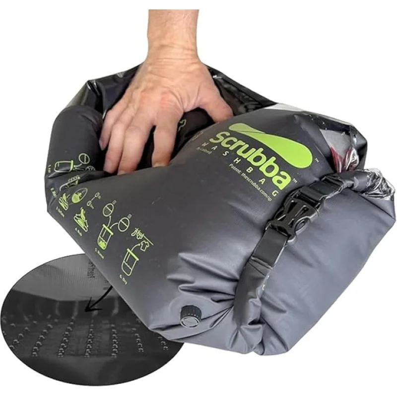 Scrubba Wash Bag Portable Washing Machine - Lightweight Manual Washing Machine for Travel, Camping, Laundry, Baby Clothes - Travel Essentials, Gift - use with Laundry Detergent/Sheets - 5.3 oz.