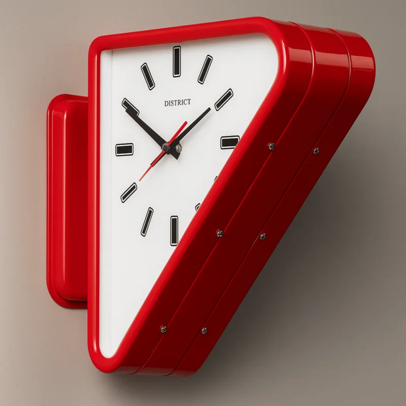 Sculptural | Modern Wall Clock with Dual-Sided Design & Silent Movement | Minimalist Decor for Contemporary Interiors Red