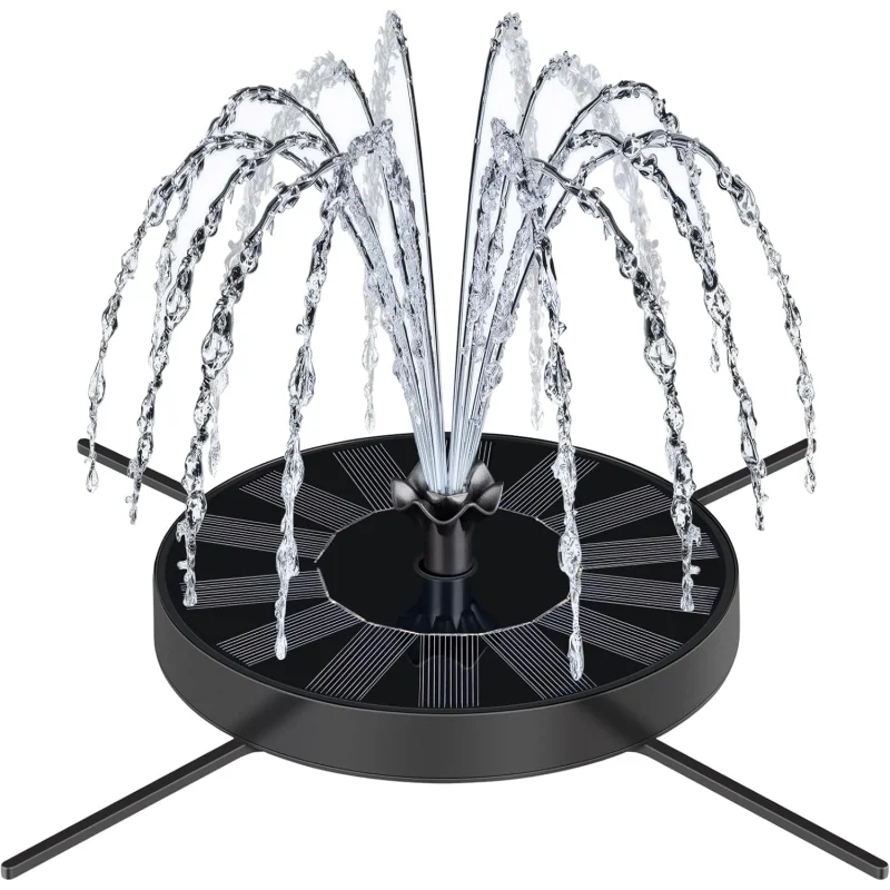 SEIRMEP Solar Fountain Pump with Spray Height Adjustment, Upgrade Glass Solar Bird Bath Fountains with 6 Nozzles, Outdoor Solar Water Fountain Pump for Bird Bath, Garden, Pool, Pond