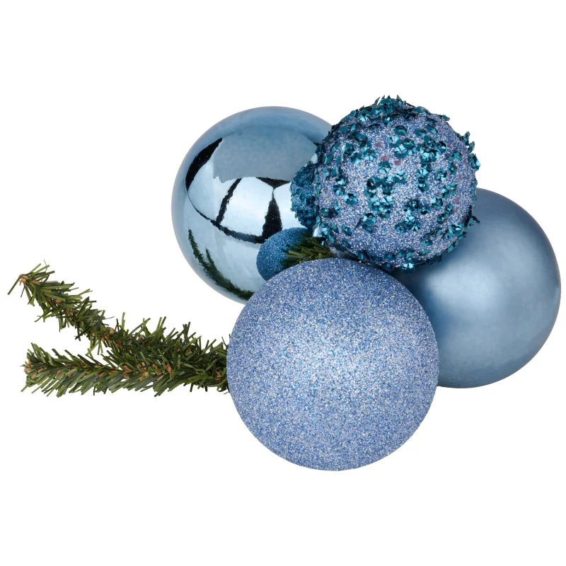 Smoke Blue Sequin Glitter Ball Cluster Decoration