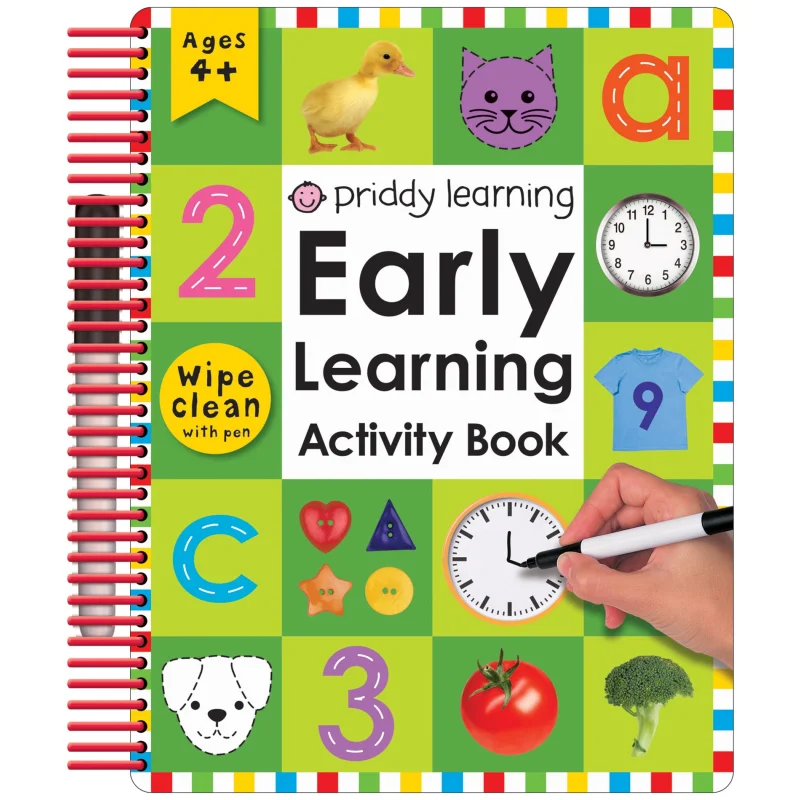 Spiral-Bound Early Learning Activity Book with Wipe-Clean Pens