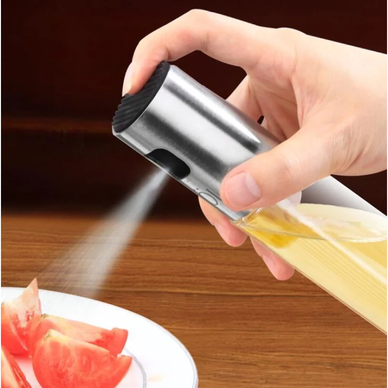 Stainless Steel Olive Oil Spray Bottle with Non-Slip Design | Versatile Kitchen Tool for Precise Cooking and Grilling Glass