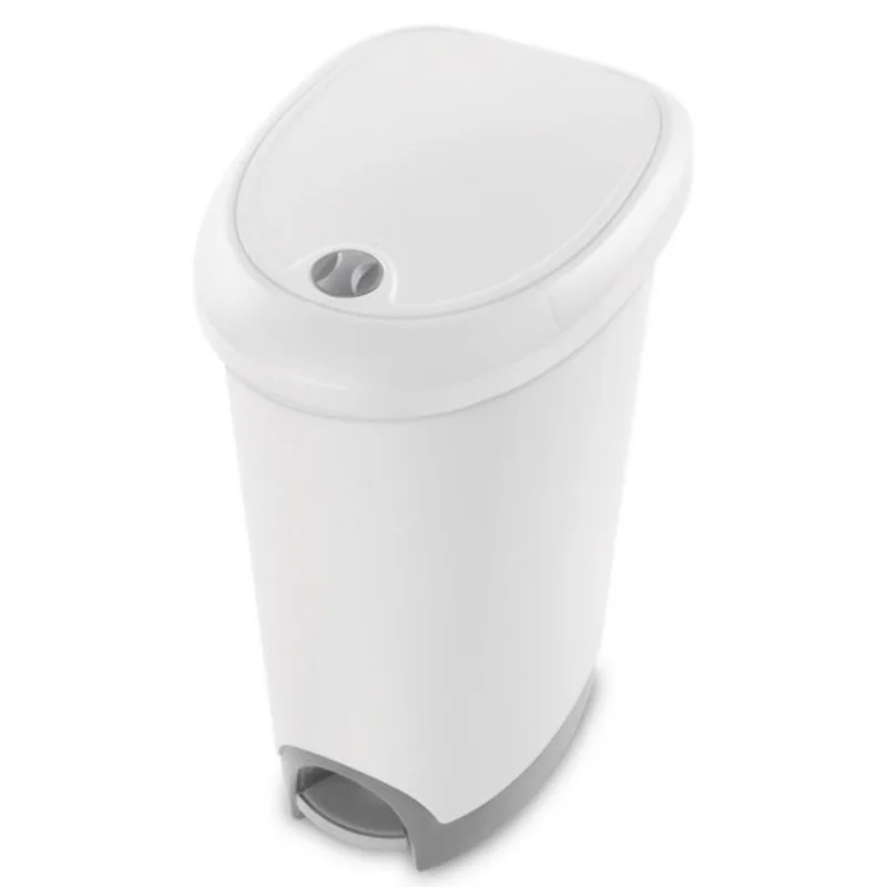 Sterilite 12.6 Gallon Locking StepOn Kitchen Garbage Wastebasket, White (4 Pack)