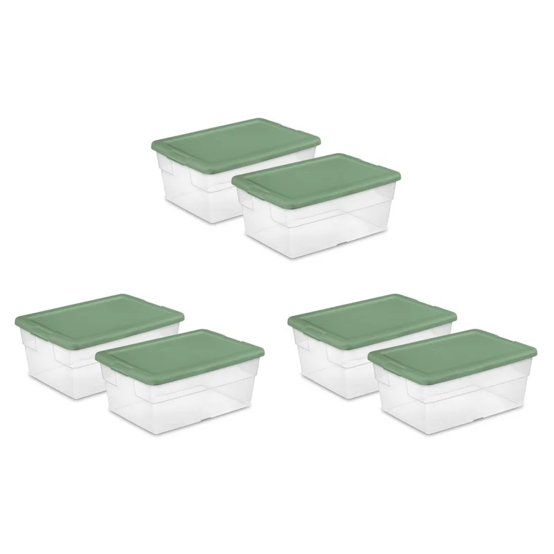 Sterilite 16 Quart Clear Plastic Storage Home Organizer Bins, Set of 2 (3 Pack)