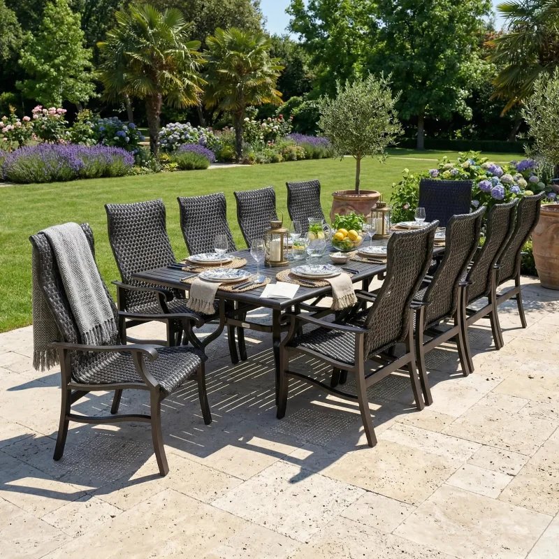 Stirling 11 Piece Woven Dining Group W/ 44"x112" Rect. Table