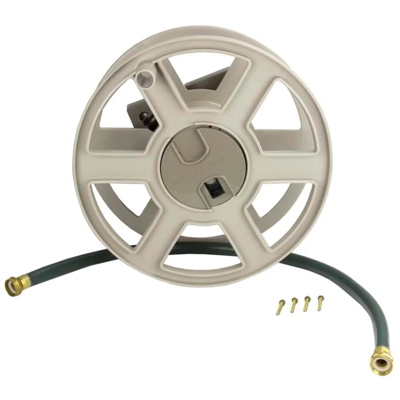 Suncast100 Ft. Wall Mount Garden/Yard Hose Reel Side Winder- Taupe (Open Box)