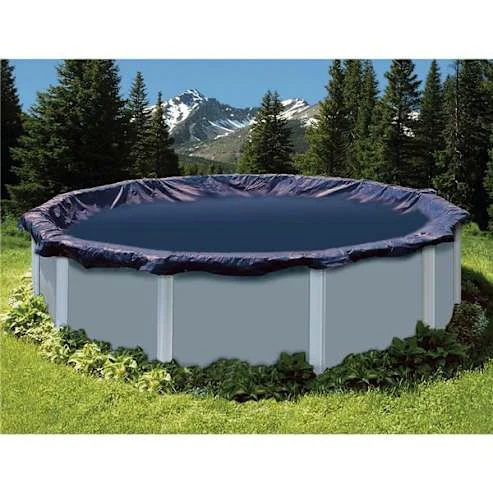 Swimline Deluxe 18′ Round Above Ground Winter Pool Cover, 4′ Overlap, Blue/Black, 8 Year Warranty | PCO822