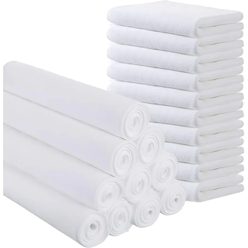 Tatuo Sublimation Blank Towels DIY Microfiber Kitchen Towels 32x12 Inch White Thick Dish Drying Tea Absorbent Soft Polyester for Sublimation Bathroom Kitchen Cleaning Supplies(20 Pieces)