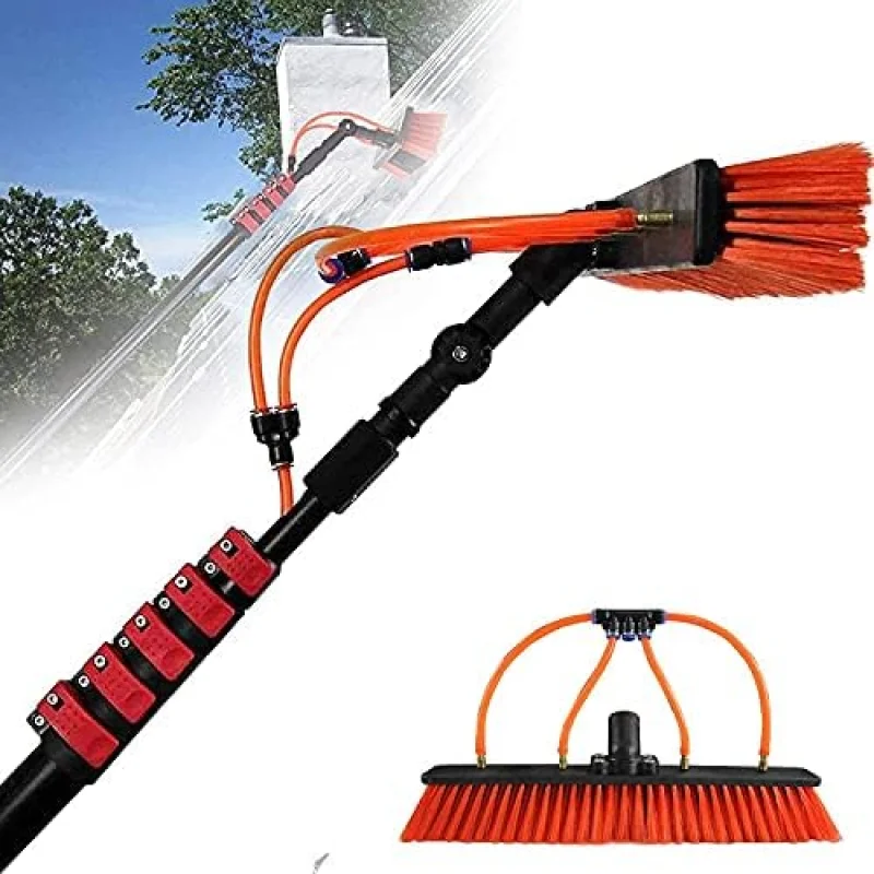 Telescopic Glass Cleaning Brush,Photovoltaic Panel Cleaning 3.6-11M Water Fed Telescopic Brush Window Clean Extendable Cleaner Conservatory Roof Cleaning Tools Photovolta,20ft/6m