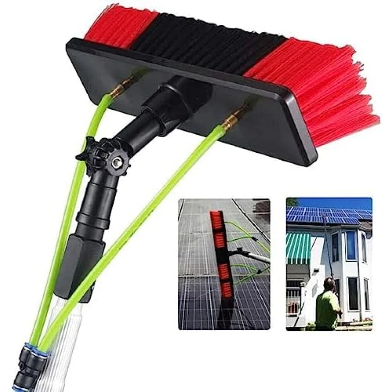 Telescopic Window Cleaning Pole 10-39ft with Large 30cm/50cm Brush Head - Water Fed Roof Cleaning Tool for Efficient Outdoor Window Washing