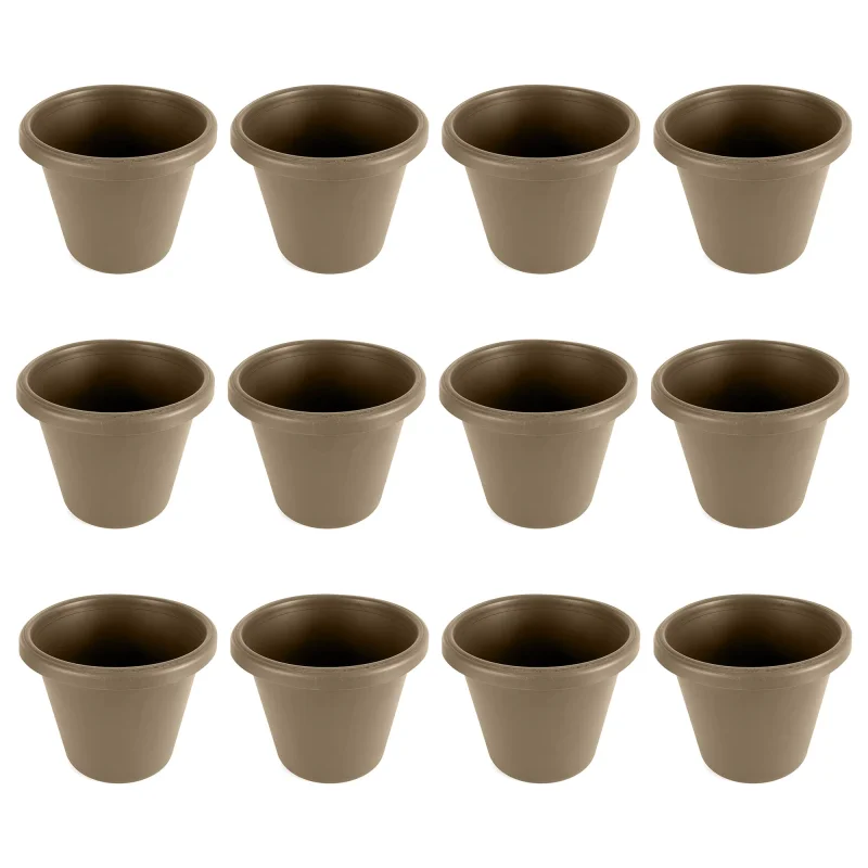 The HC Companies 16 Inch Plastic Classic Flower Pot Planter, Beige (12 Pack)