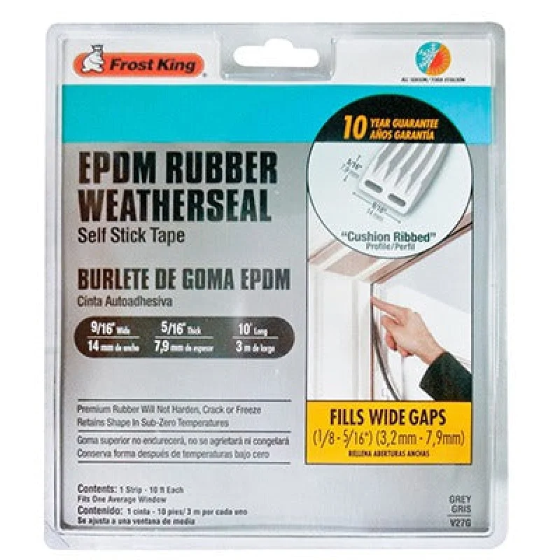 Thermwell V27GA Weather Seal Tape 9/16x5/16x10 Ft Gray