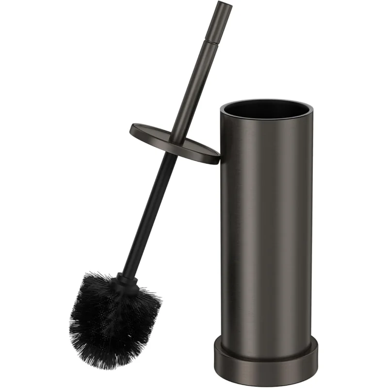 Toilet Brush and Holder Set: 304 Stainless Steel Heavy Duty Toilet Bowl Brush and Holder with Removable Inner Bowl and Splash Protection, Long Handle Bathroom Cleaning Tool