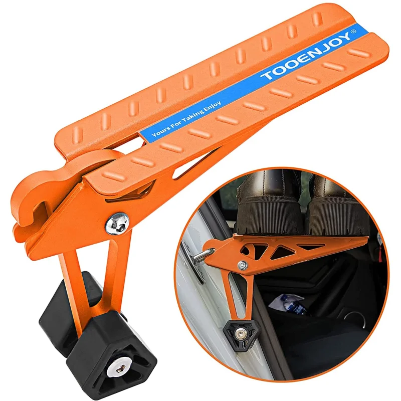 TOOENJOY Universal Fit Car Door Step, Foldable Roof Rack Door Step Up on Door Latch, Both Feet Stand Pedal Ladder, Easy Access to Rooftop for Most Car, SUV, Truck(Orange)