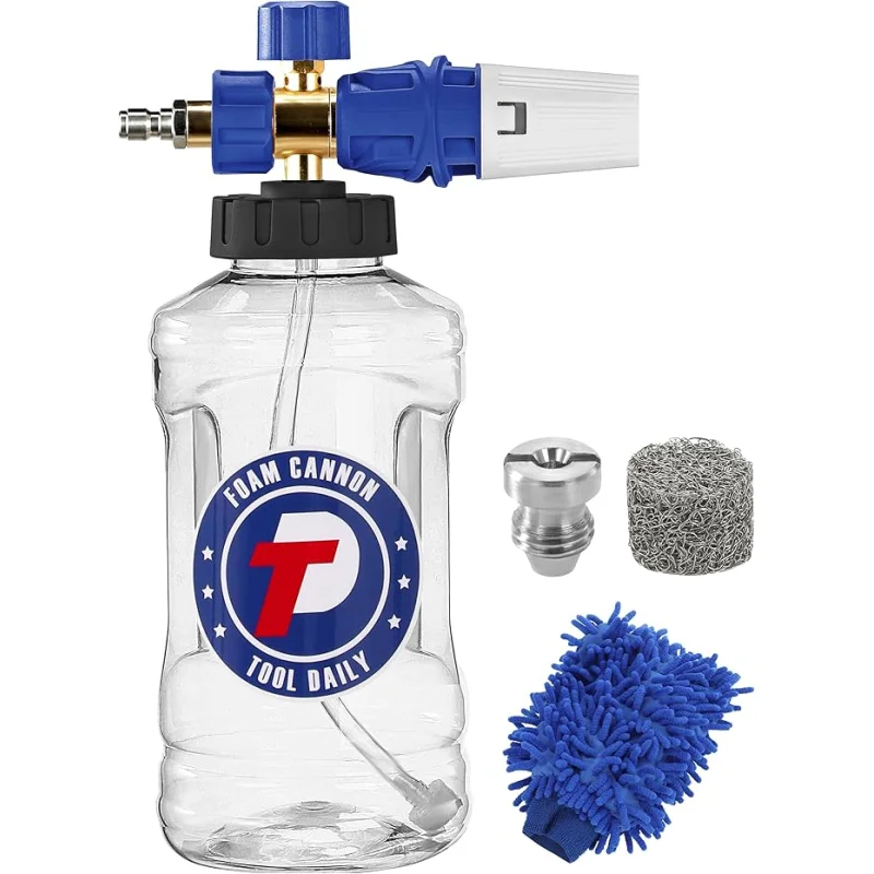 Tool Daily Foam Cannon for Pressure Washer, Adjustable Foam Blaster, Snow Foam Lance with M22 and 1/4 Inch Quick Connect, Additional Orifice Nozzle 1.1mm, 1.5 Liter