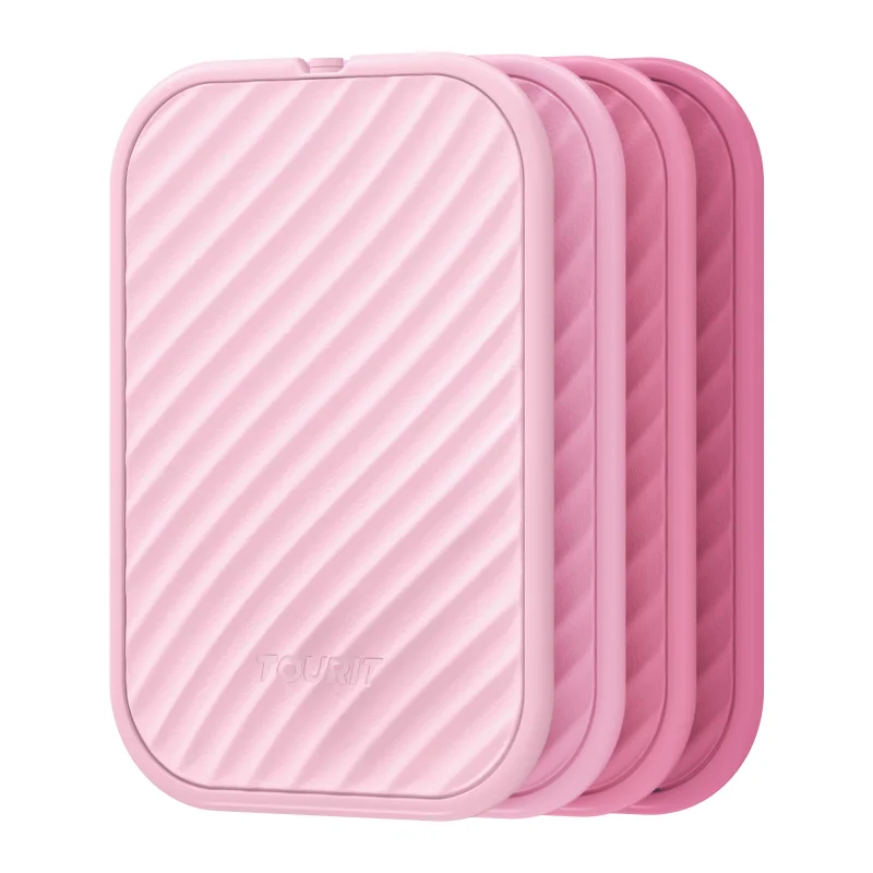 TOURIT Slim Ice Packs for Lunch Boxes and Coolers, 4 Pack Reusable Lunch Box Ice Packs, Long Lasting BPA-Free Non-Toxic Freezer Packs for Lunch Bags, Travel, Picnic or Camping, Baby Pink