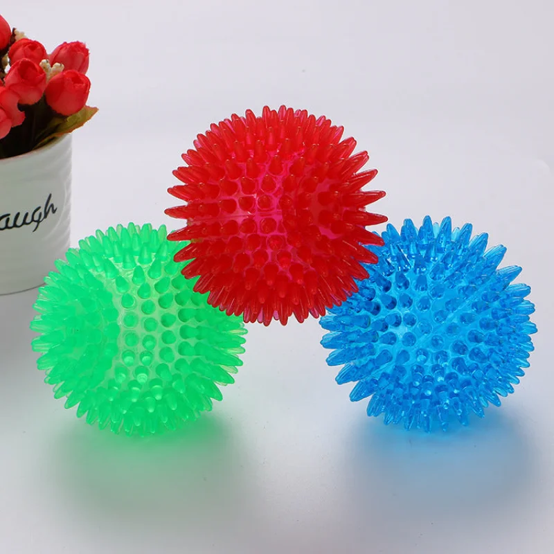 TPR Spiky Squeak Ball for Dogs with Engaging Texture | Durable Chew Toy for Playtime Fun and Oral Health Blue