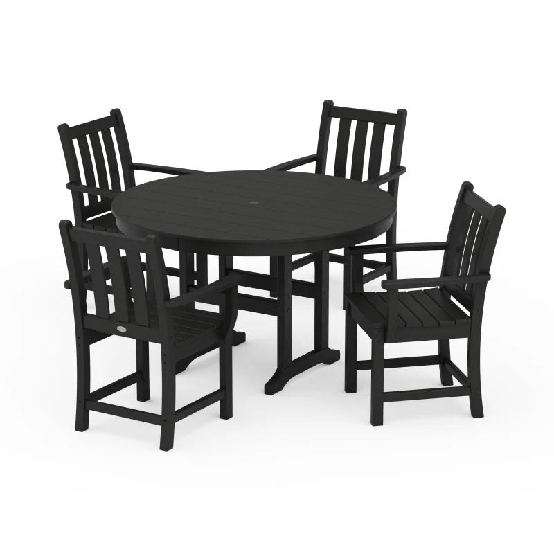 Traditional Garden 5-Piece Round Farmhouse Dining Set Black