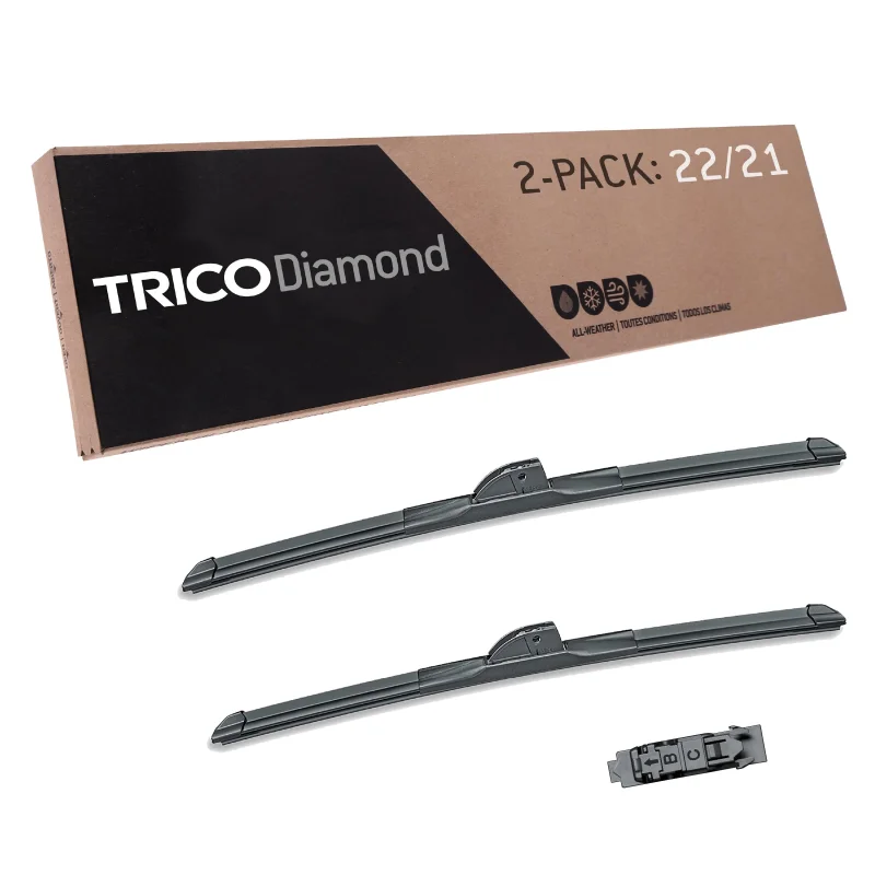 TRICO Diamond 22" + 21" Super Premium Automotive Replacement Windshield Wiper Blades (Set of 2), Passenger and Driver Side All-Weather Beam Wiper Blades for Select Vehicle Models (Item #25-2221)