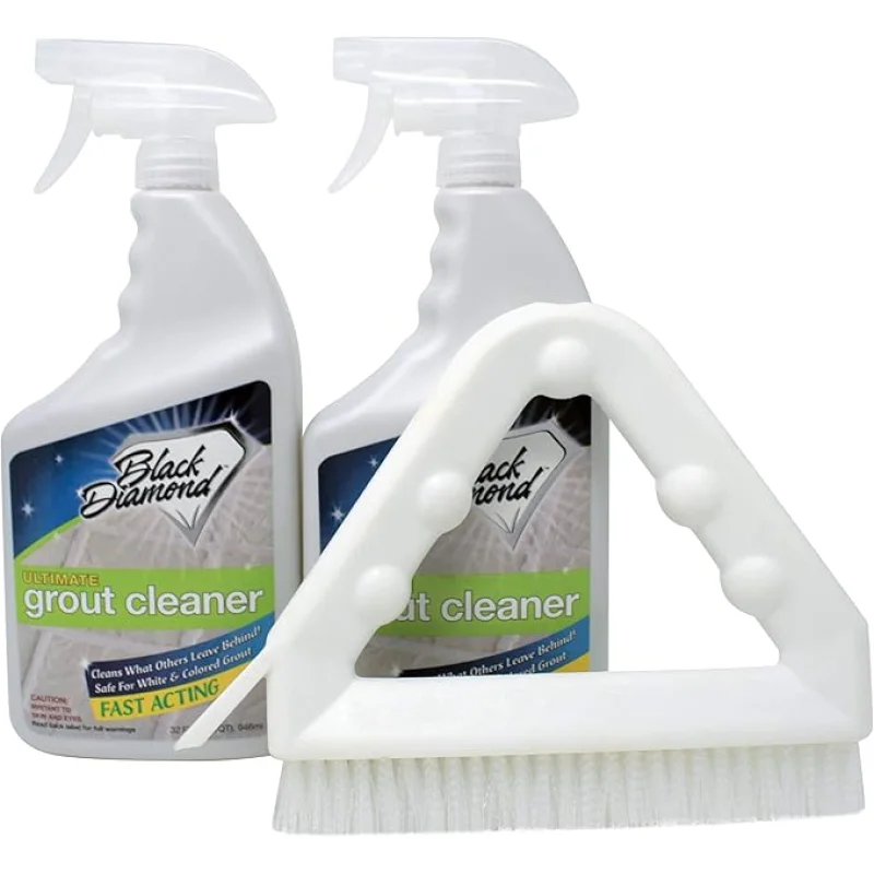 Ultimate Grout Cleaner for Tile Floors Blasts Away Years of Dirt and Grime. Heavy Duty Spray Cleaning Solution. Safe for Colored Grout and Natural Stone. Professional Results 2-QTS W Brush