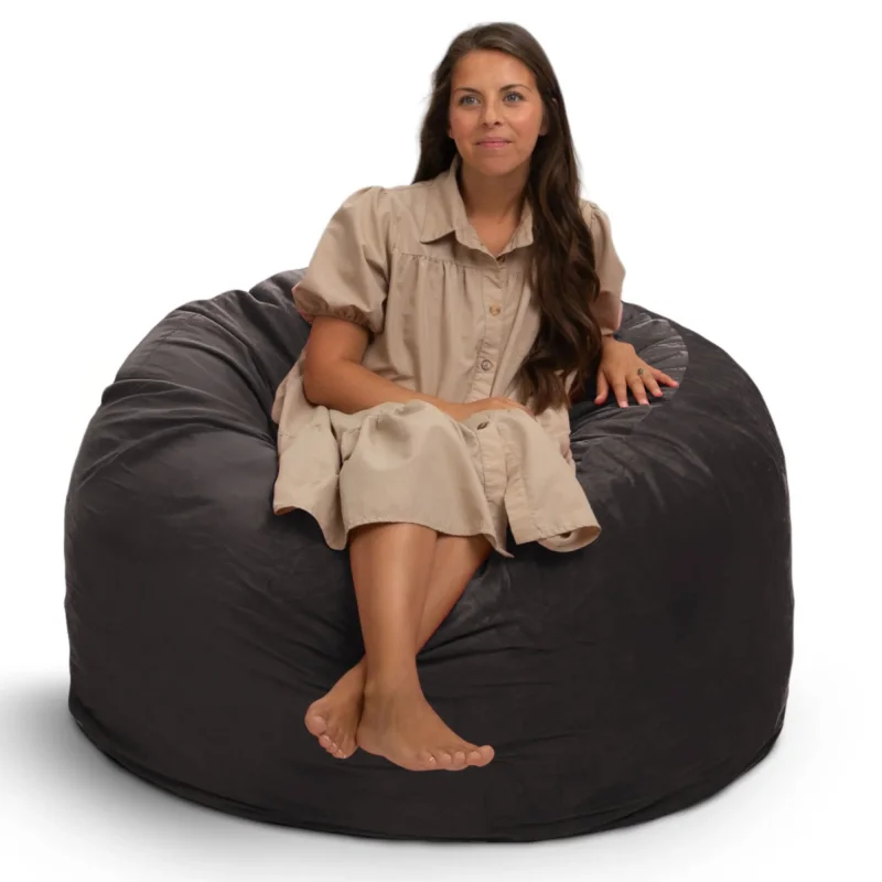 Ultimate Sack 4ft Bean Bag Chair, Oversized Comfy Lounger, Grey Suede (Used)