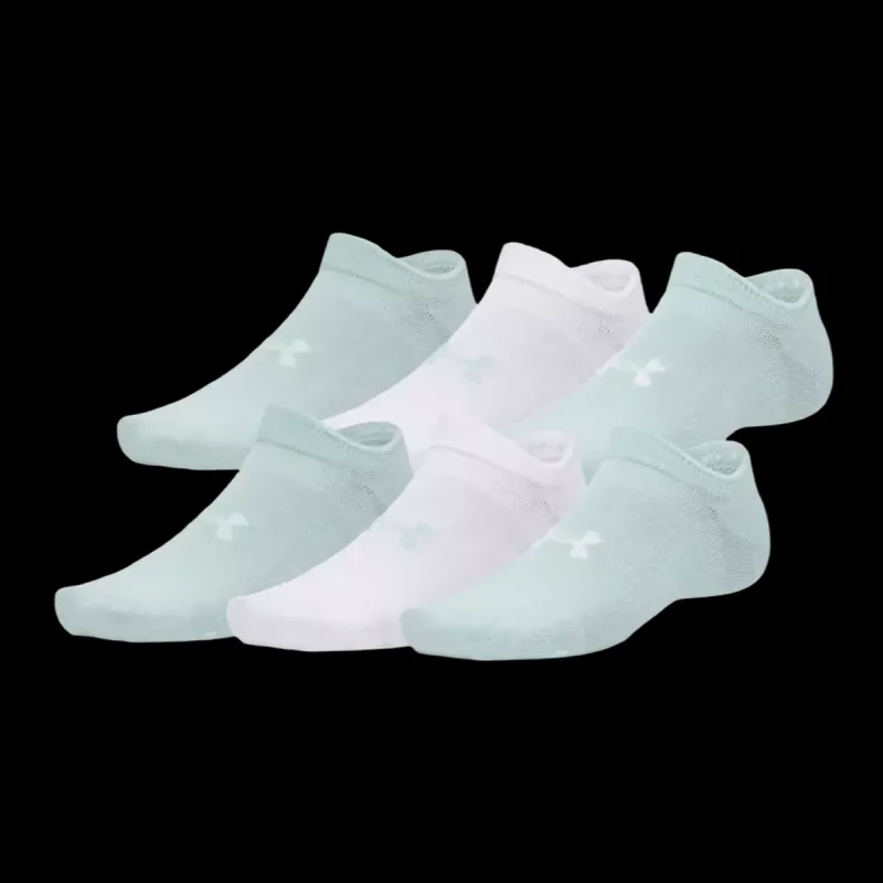 Under Armour Essential Unisex 6-Pack No-Show Socks (Mint/Blue) Size S