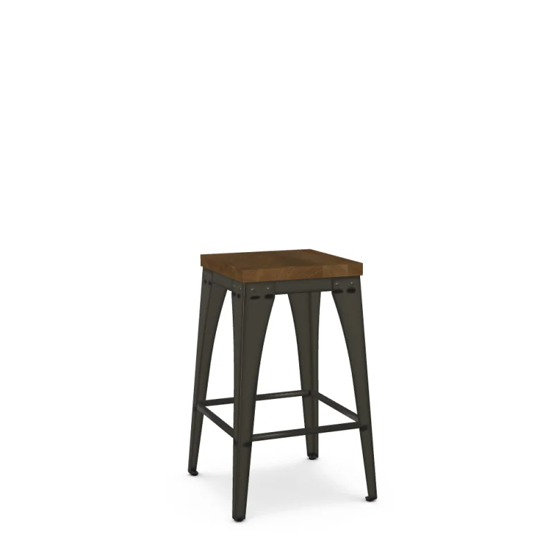 Upright Backless Counter Stool - Wood Seat