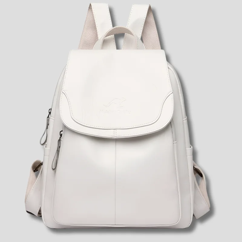 Urban Chic | Anti-Theft Leather Backpack for Women with Concealed Zippers | Stylish and Secure for Daily Use Pure White