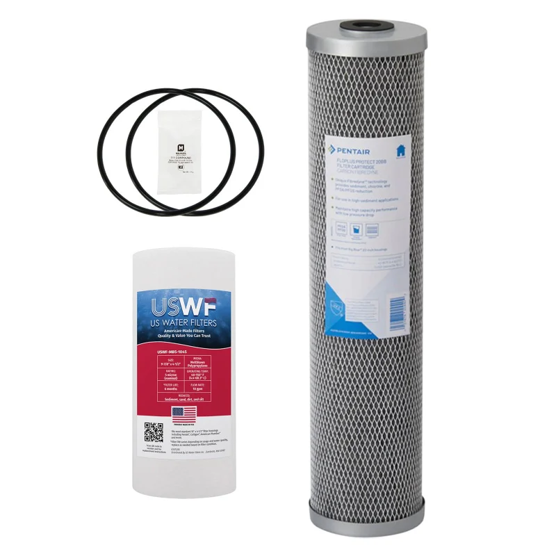 USWF Filter Set For 2-Stage PFAS (Forever Chemicals) Reduction System, 10"X4.5" Sediment 5 Micron & 20"X4.5" PFAS Reduction Carbon Block 0.5 Micron