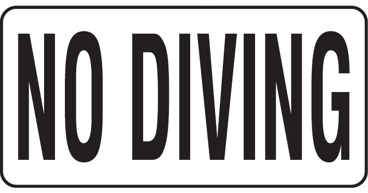 Inlays No Diving 6x12 Stick-On, 4" Letters, Vinyl