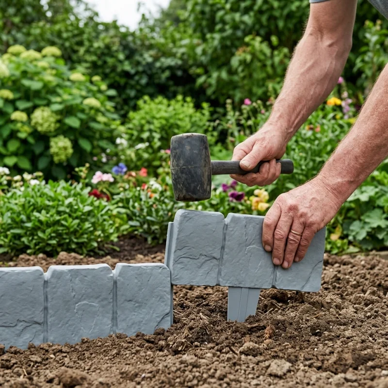 Vepine Faux Stone Garden Edging Panels | Easy Installation & Flexible Design for Beautiful Borders