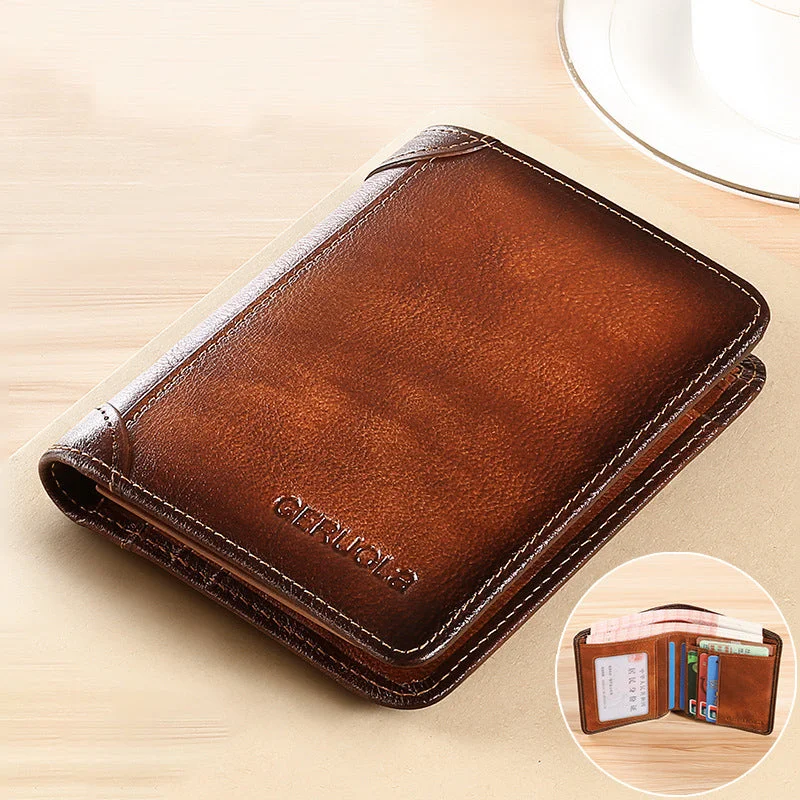 Vepine Stylish Slim RFID Blocking Wallet for Men with Premium Leather Finish | Minimalist Design for Everyday Use Brown