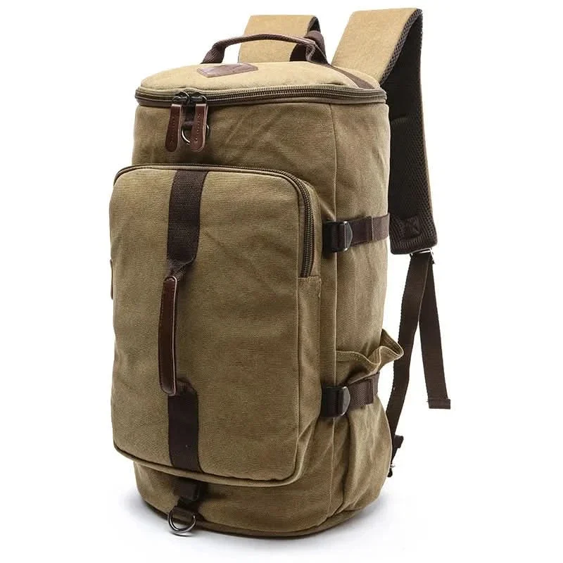 Versatile Canvas Duffle Bag for Men with Large Capacity & Stylish Design | Ideal for Travel and Daily Use Khaki