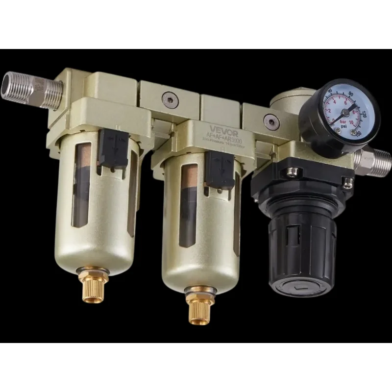 Vevor Air Compressor Filter Regulator 3/8" NPT Dual Stage Air-Drying System New